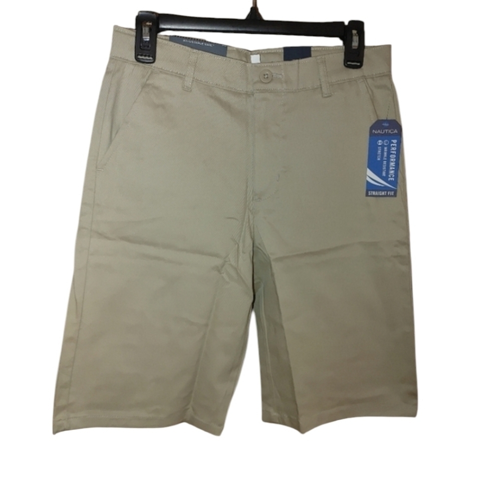 Nautica Tan Flat Front Shorts for Everyday Wear, Size Boys 18